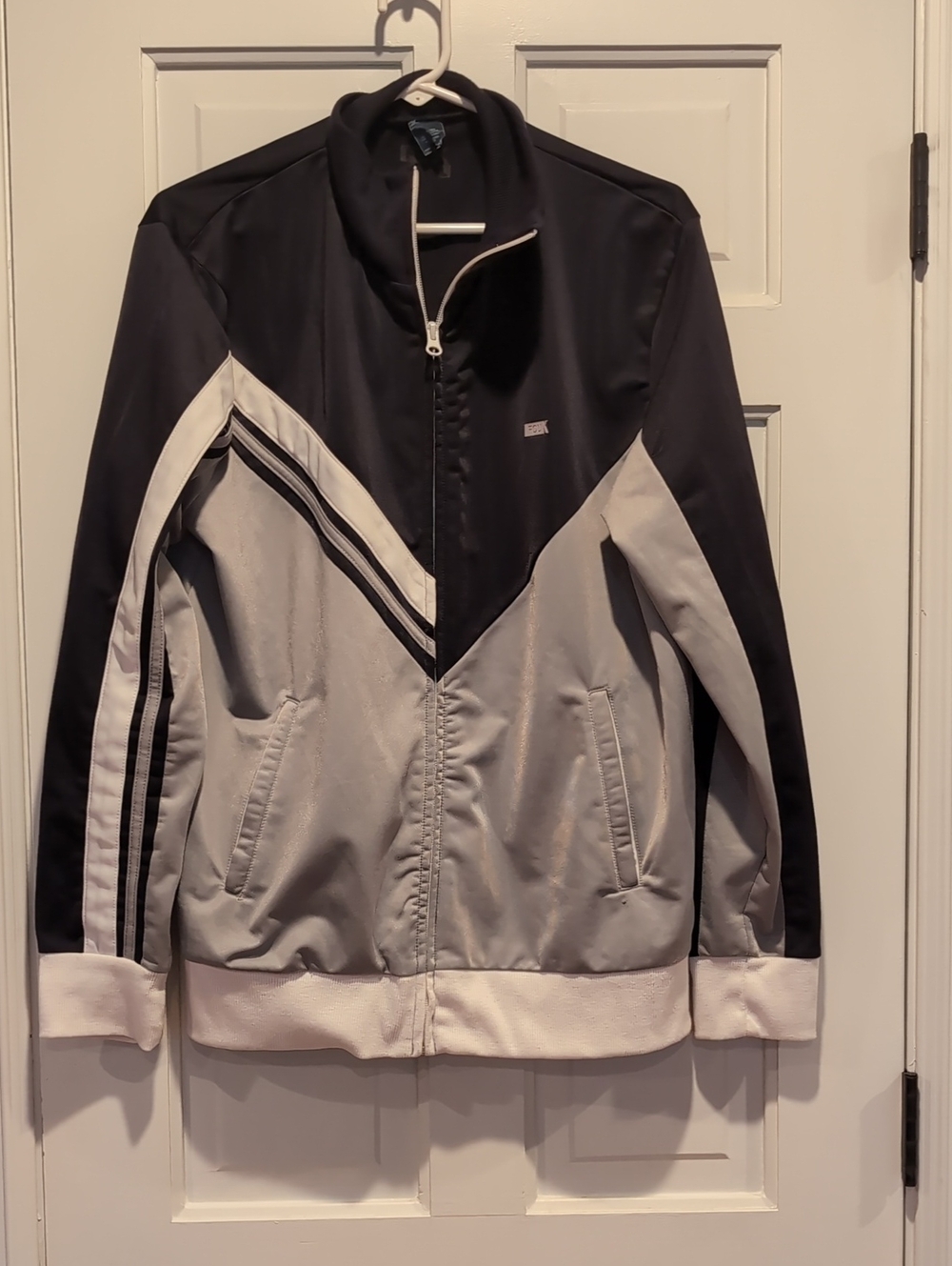 French Connection Black and Light Gray Colorblock Performance Jacket